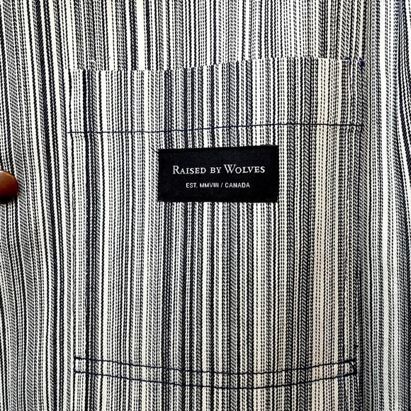 NWOT Raised by Wolves Renfrew Work Jacket in Blue/White Hickory Stripe Size M - Picture 9 of 15